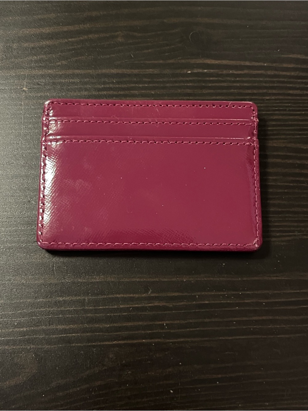 Tory Burch Robinson Patent Leather Card Holder Burgundy Gold Logo - Picture 5 of 5